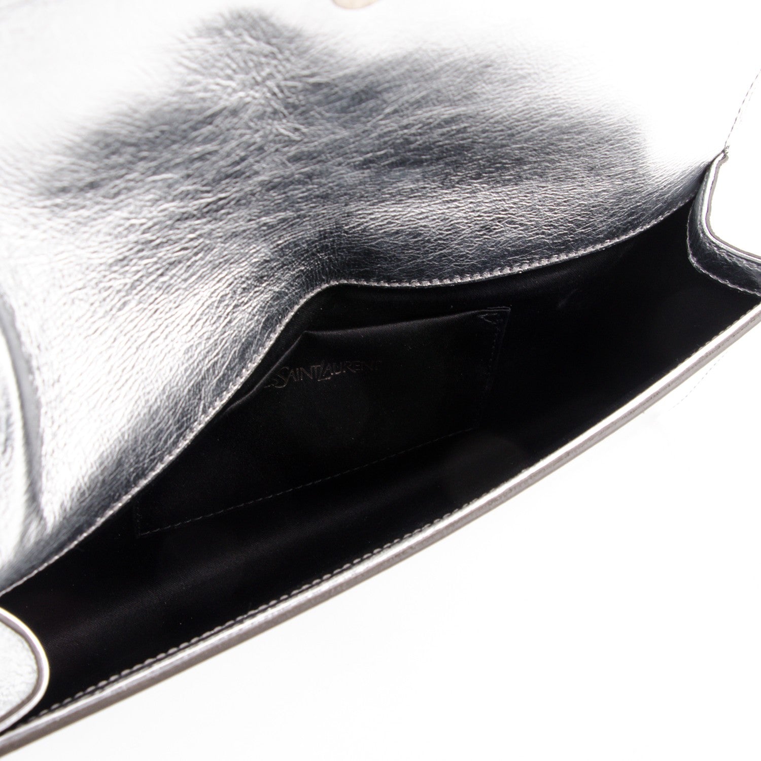 Saint Laurent Metallic Textured Calfskin Small Belle De Jour Clutch Silver 5 of 7