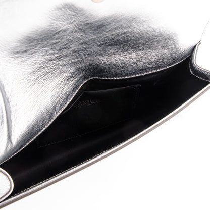 Saint Laurent Metallic Textured Calfskin Small Belle De Jour Clutch Silver 5 of 7