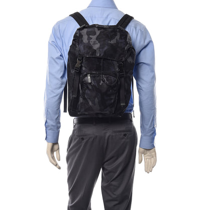 Prada Tessuto Nylon Camouflage Print Double Buckle Backpack Fumo 2 of 10