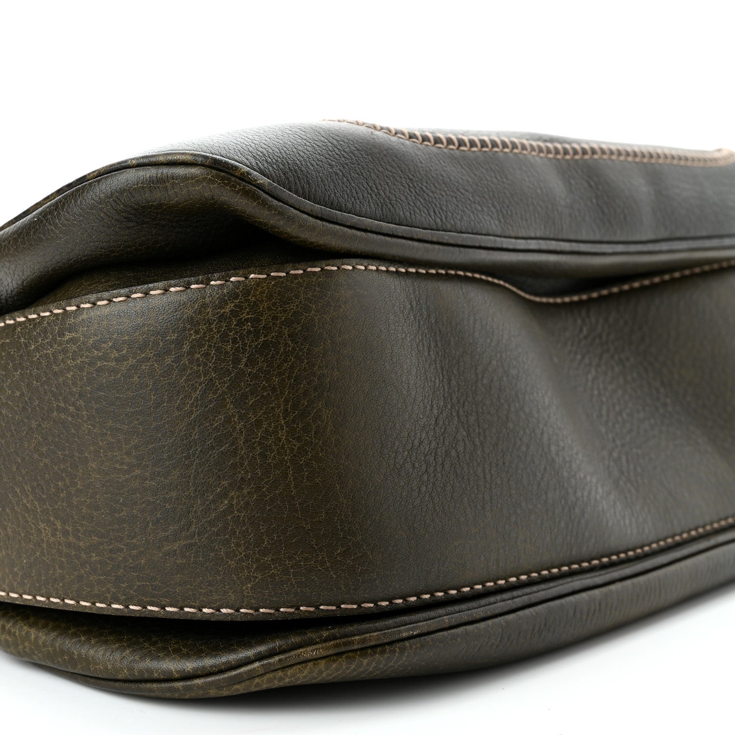 Gucci Calfskin Large New Bamboo Top Handle Bag Olive Green 8 of 11