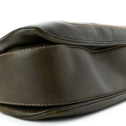 Gucci Calfskin Large New Bamboo Top Handle Bag Olive Green 8 of 11
