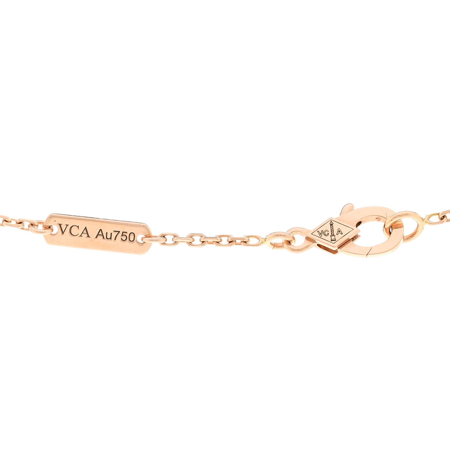 18K Rose Gold Diamond Vintage Alhambra Pendant Necklace