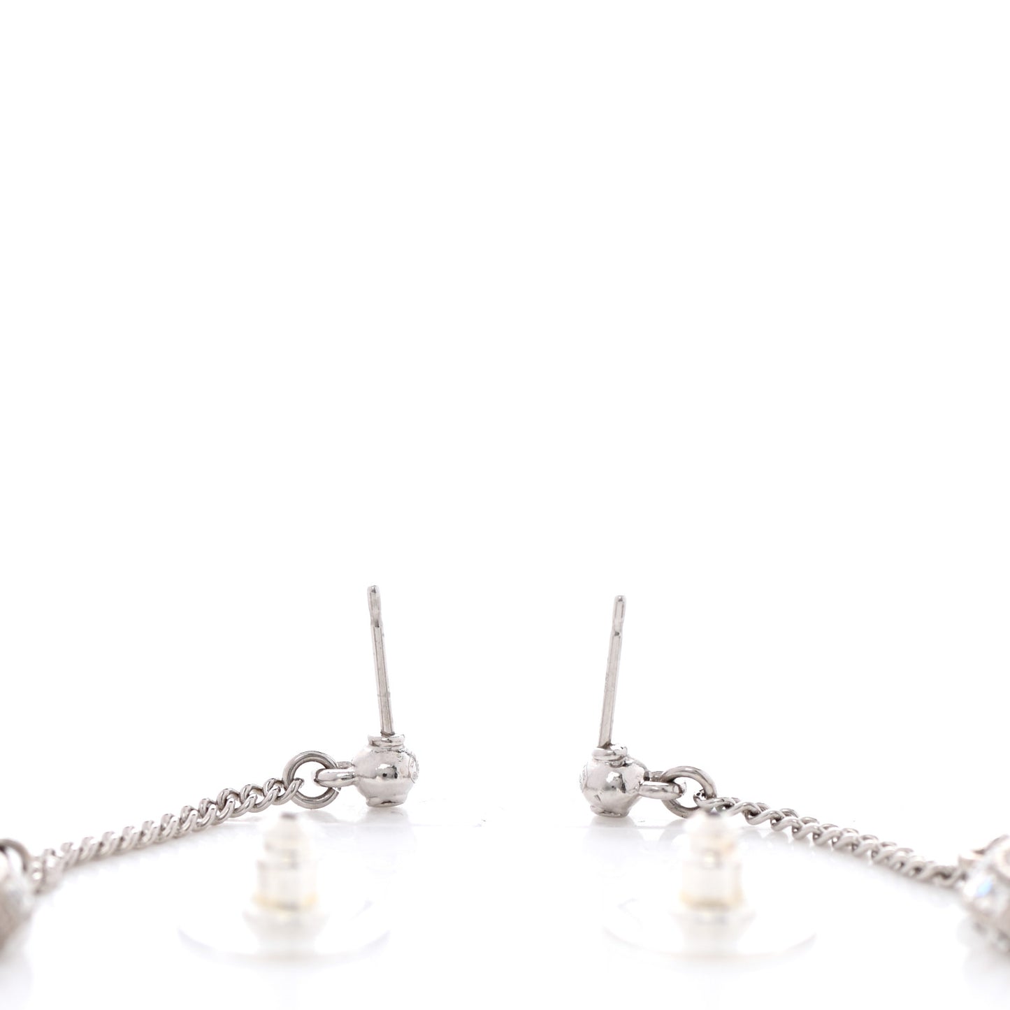 Baguette Crystal CC Drop Earrings Silver