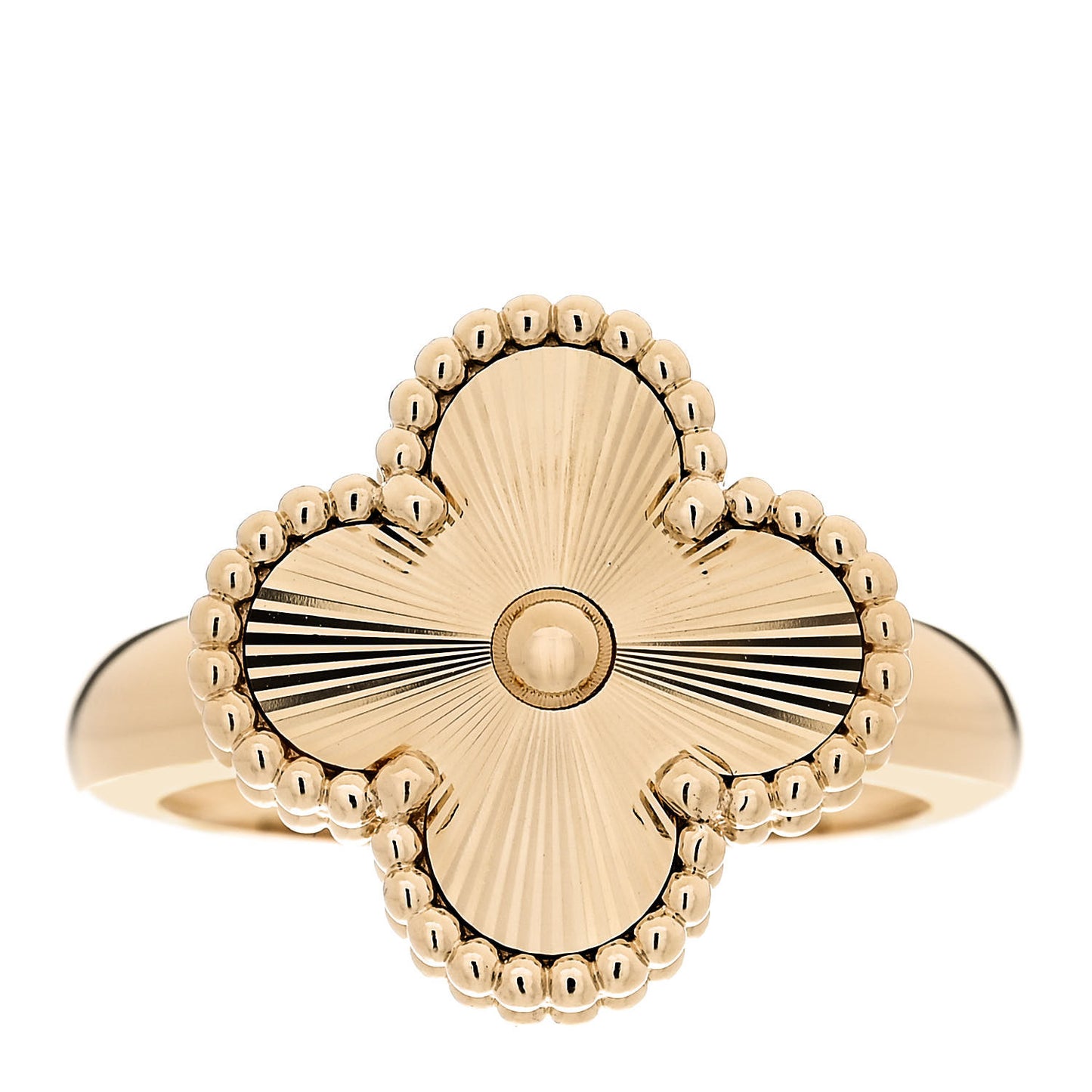18K Yellow Gold Guilloche Vintage Alhambra Ring 52 6