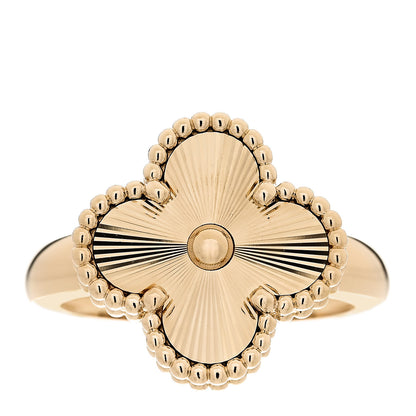 Van Cleef & Arpels 18K Yellow Gold Guilloche Vintage Alhambra Ring 52 6 1 of 5
