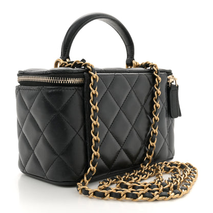Chanel Lambskin Quilted Small Top Handle Vanity Case With Chain Black 3 of 10