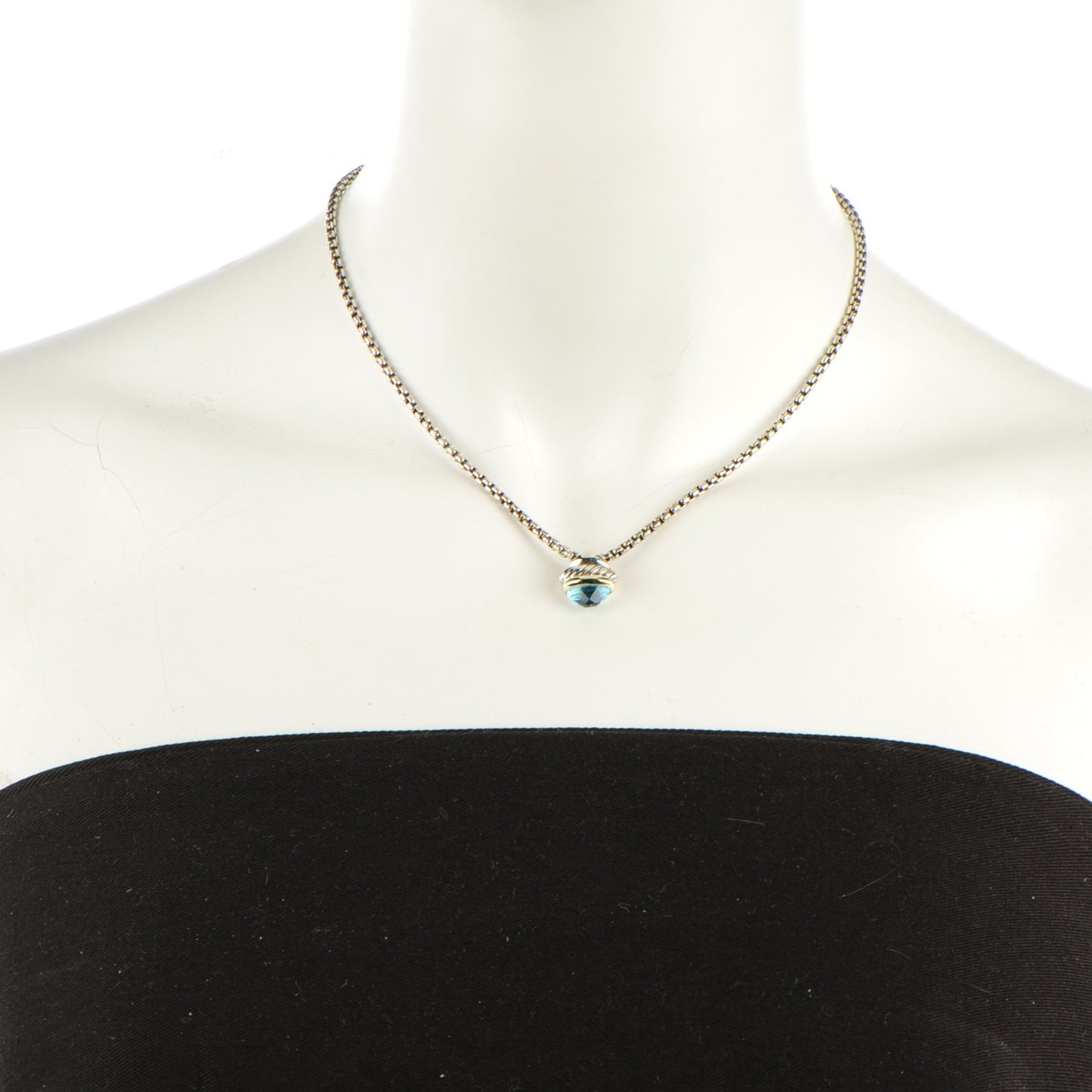 Sterling Silver 14K Yellow Gold Blue Topaz 10mm Acorn Pendant Necklace