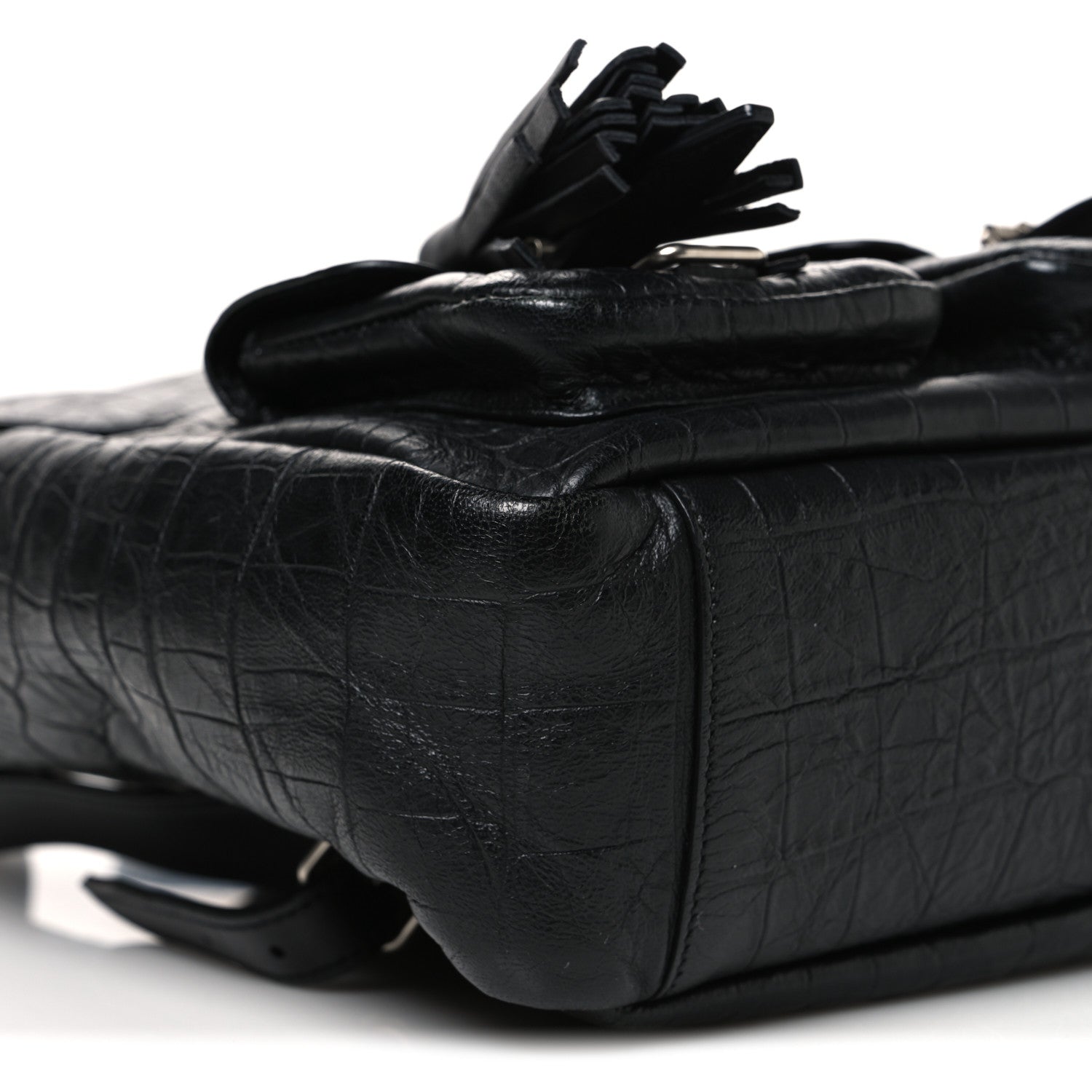 Saint Laurent Crocodile Embossed Lambskin Festival Backpack Black 9 of 10