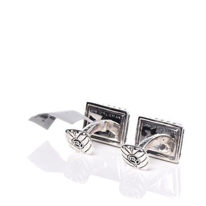 David Yurman Sterling Silver Black Diamond Chevron Cufflinks 3 of 6