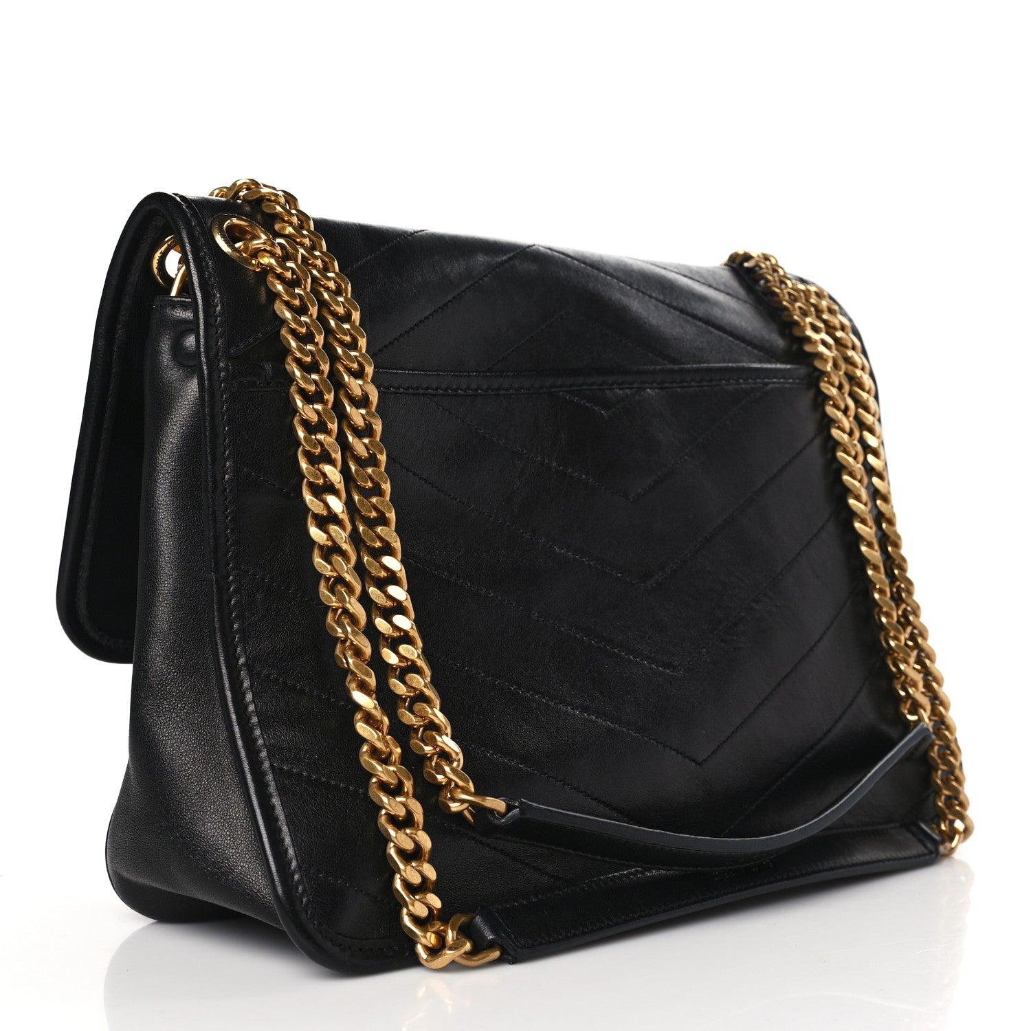 Saint Laurent Lambskin Matelasse Monogram Medium Niki Chain Satchel Black 3 of 9