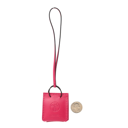 Hermes Milo Lambskin Swift Shopping Bag Charm Rose Mexico 2 of 5