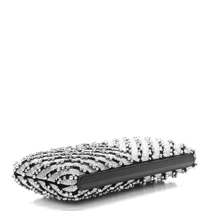 Chanel Mixed Fibers Pearl Evening Clutch Silver Black 4 of 11