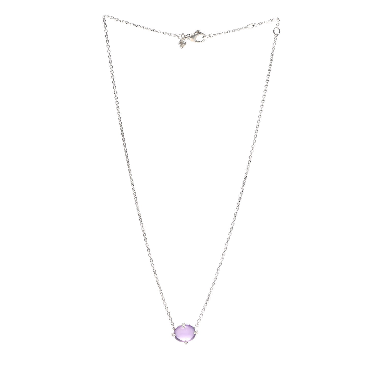 David Yurman Sterling Silver Diamond Amethyst Oval Chatelaine Pendant Necklace 3 of 5