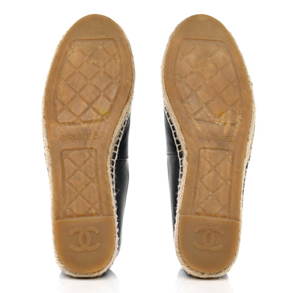 Chanel Lambskin CC Espadrilles 38 Navy Black 5 of 9