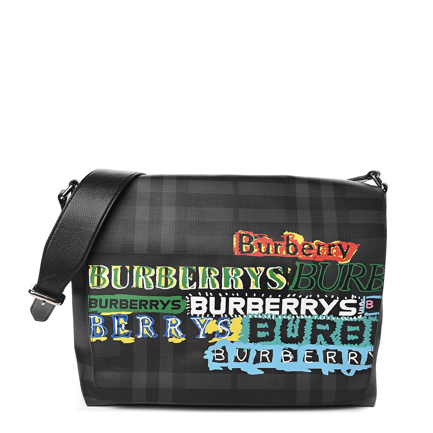 Smoked Check Logo Graphic Burleigh Messenger Bag Black