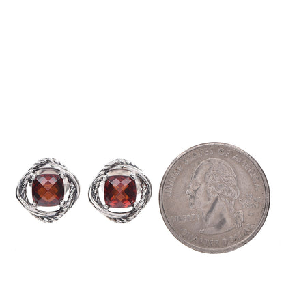 David Yurman Sterling Silver Garnet 7mm Infinity Earrings 2 of 5
