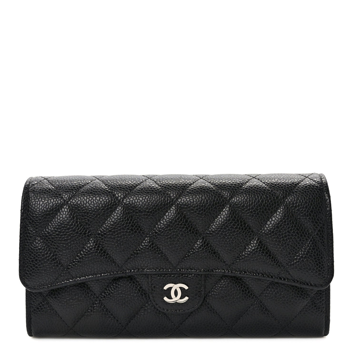Chanel Caviar Quilted Large Gusset Flap Wallet Black 1 of 8