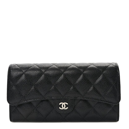 Chanel Caviar Quilted Large Gusset Flap Wallet Black 1 of 8
