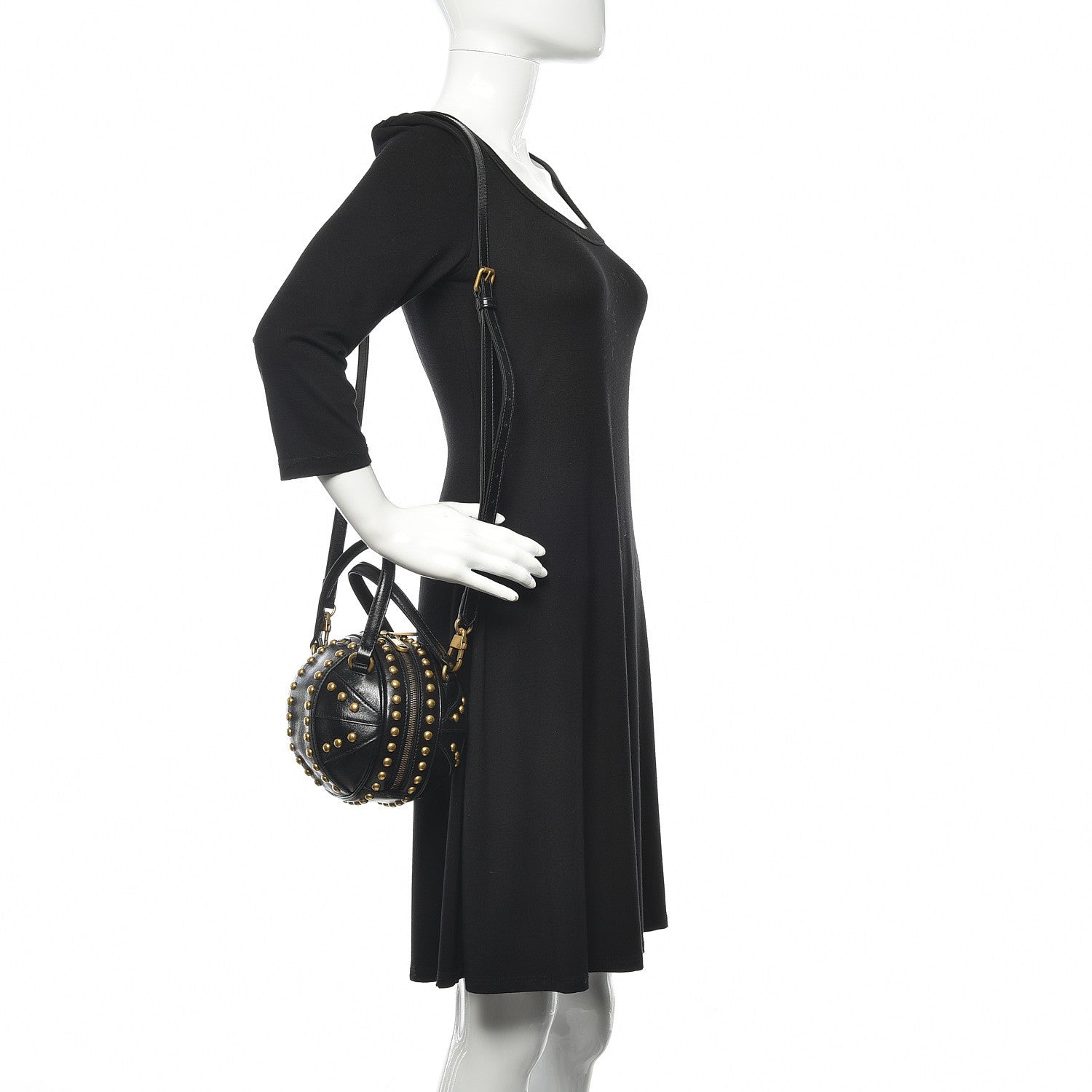 Gucci Calfskin Studded Mini Tifosa Baseball Shaped Shoulder Bag Black 2 of 10