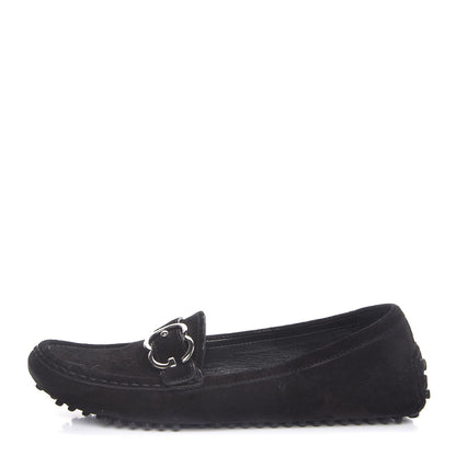 Gucci Suede GG Buckle Driver Loafers 37 Nero Black 1 of 10