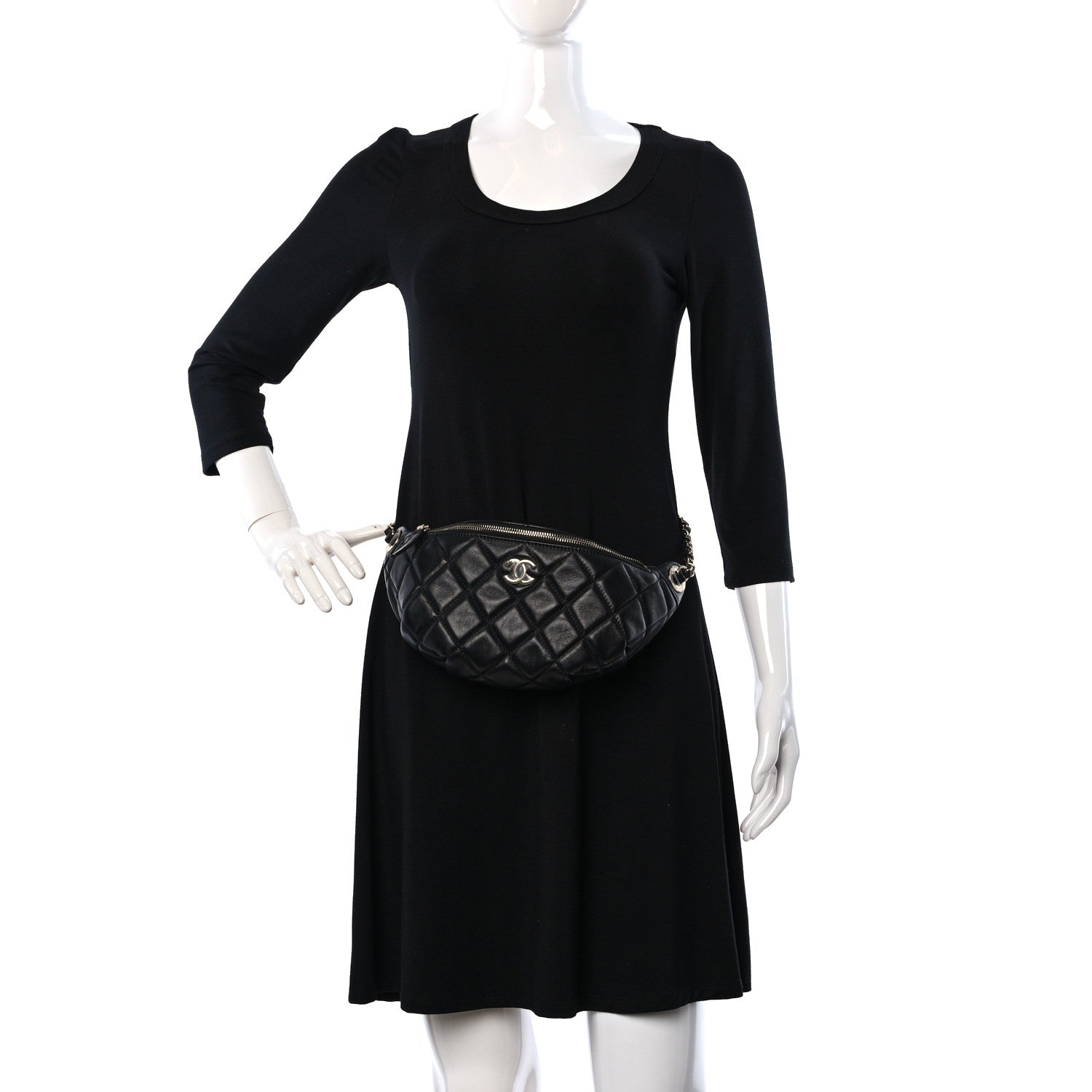 Chanel Lambskin Quilted Waist Bag Fanny Pack Black 2 of 10