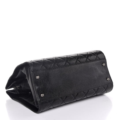 Chanel Crumpled Grained Calfskin Quilted CC Crave Tote Black 4 of 7