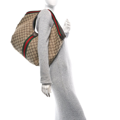 Gucci GG Monogram Web Large Giglio Tote Beige Brown 2 of 10