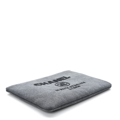 Chanel Canvas Sequins Medium Deauville Cosmetic Pouch Grey 4 of 7