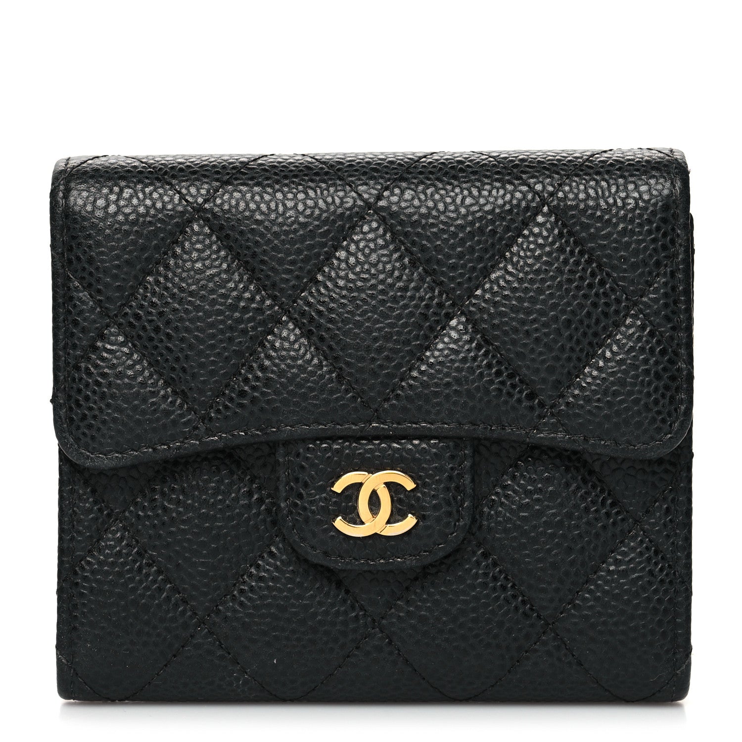 Chanel Caviar Quilted Compact Flap Wallet Black 1 of 12