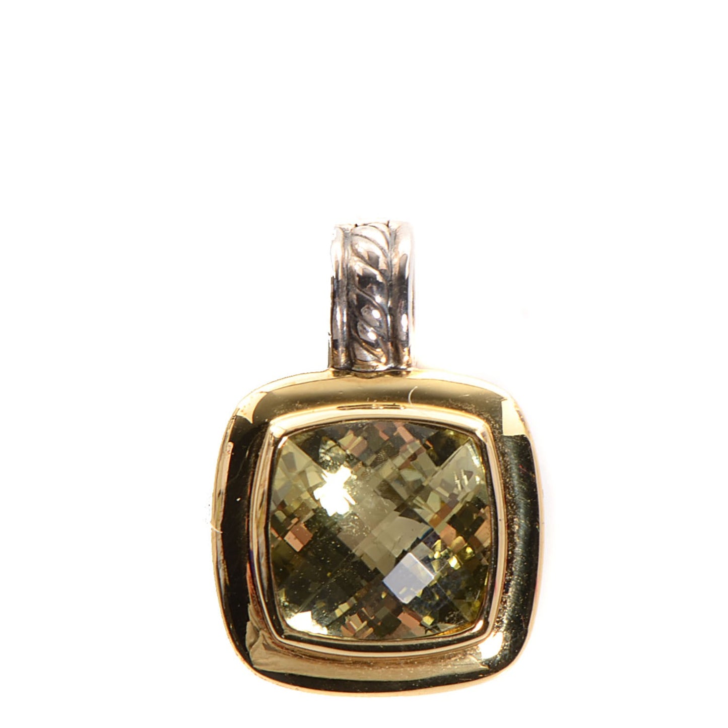Sterling Silver 18k Gold Peridot 11mm Cable Enhancer Pendant