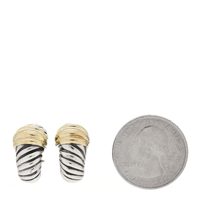David Yurman Sterling Silver 14K Yellow Gold Thoroughbred Shrimp Earrings 2 of 4