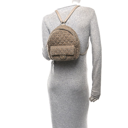 Chanel Tweed Front Pocket Backpack Beige 2 of 10
