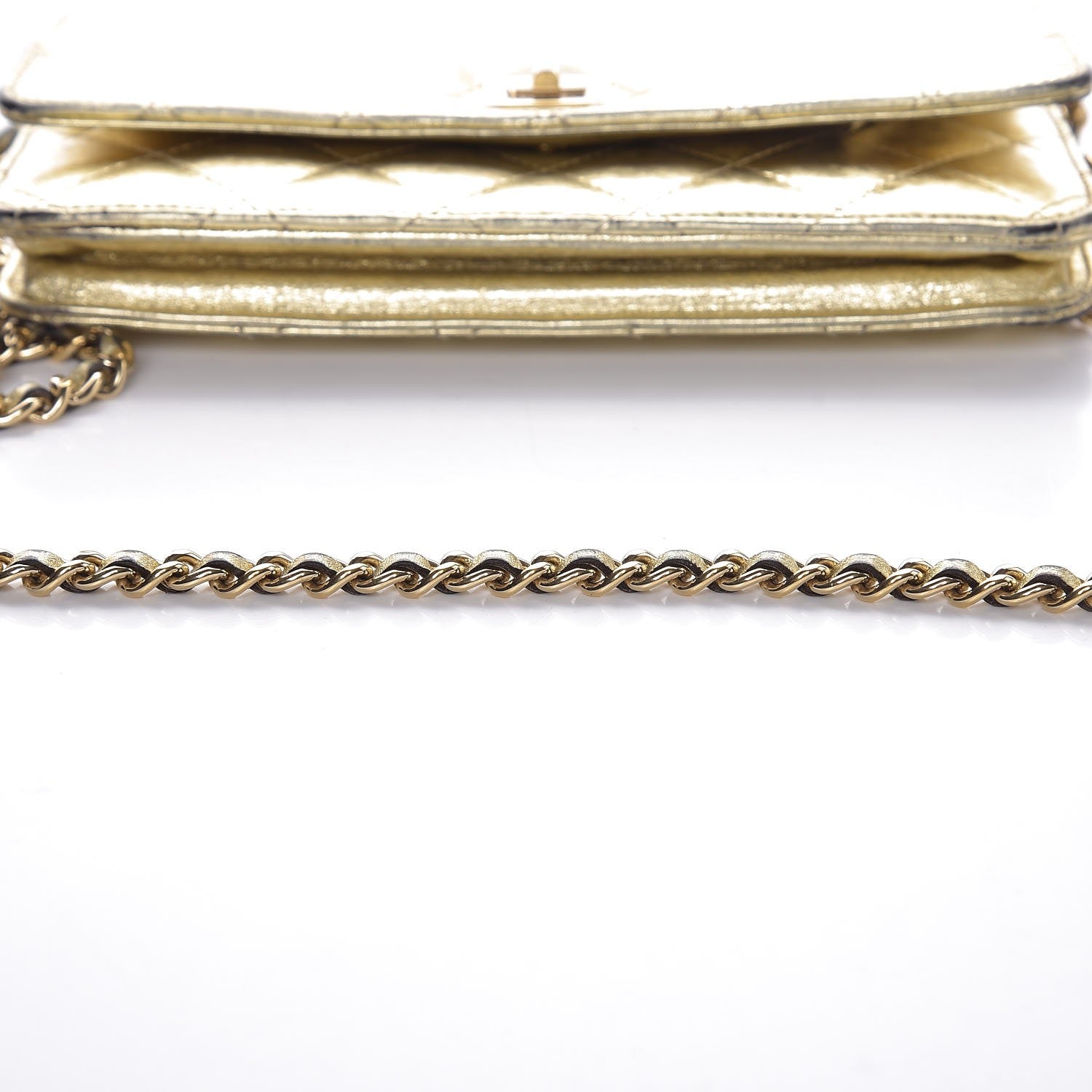 Chanel Metallic Aged Calfskin Reissue Wallet On Chain WOC Gold 17 of 18