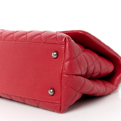 Chanel Caviar Quilted Small Coco Handle Flap Red 11 of 14