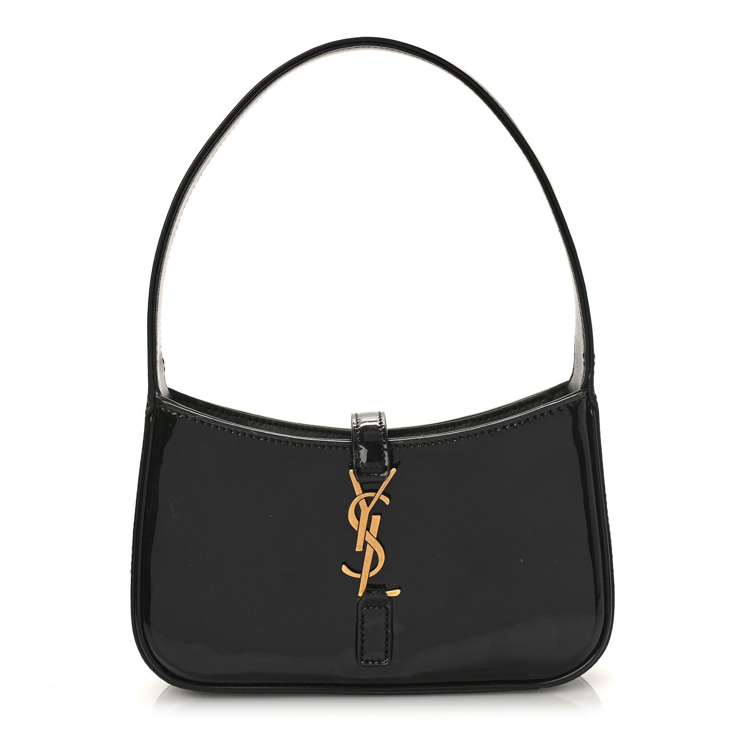 Patent Calfskin Le 5 A 7 Mini Hobo Black