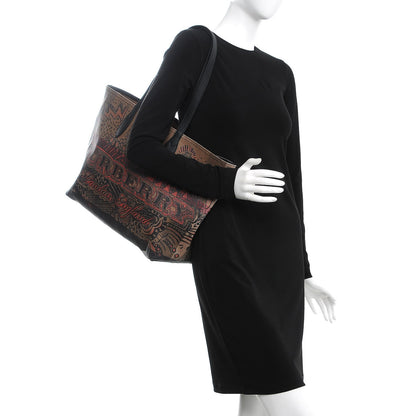 Burberry Coated Canvas Mega Check Medium Doodle Tote Black 2 of 6