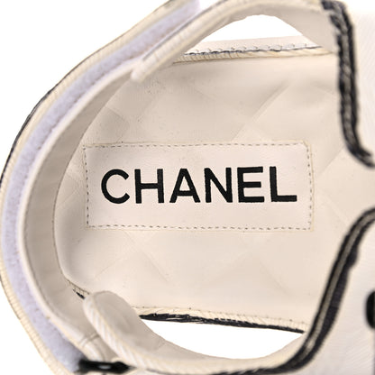 Chanel Printed Calfskin Velcro Dad Sandals 42 White Black 7 of 12