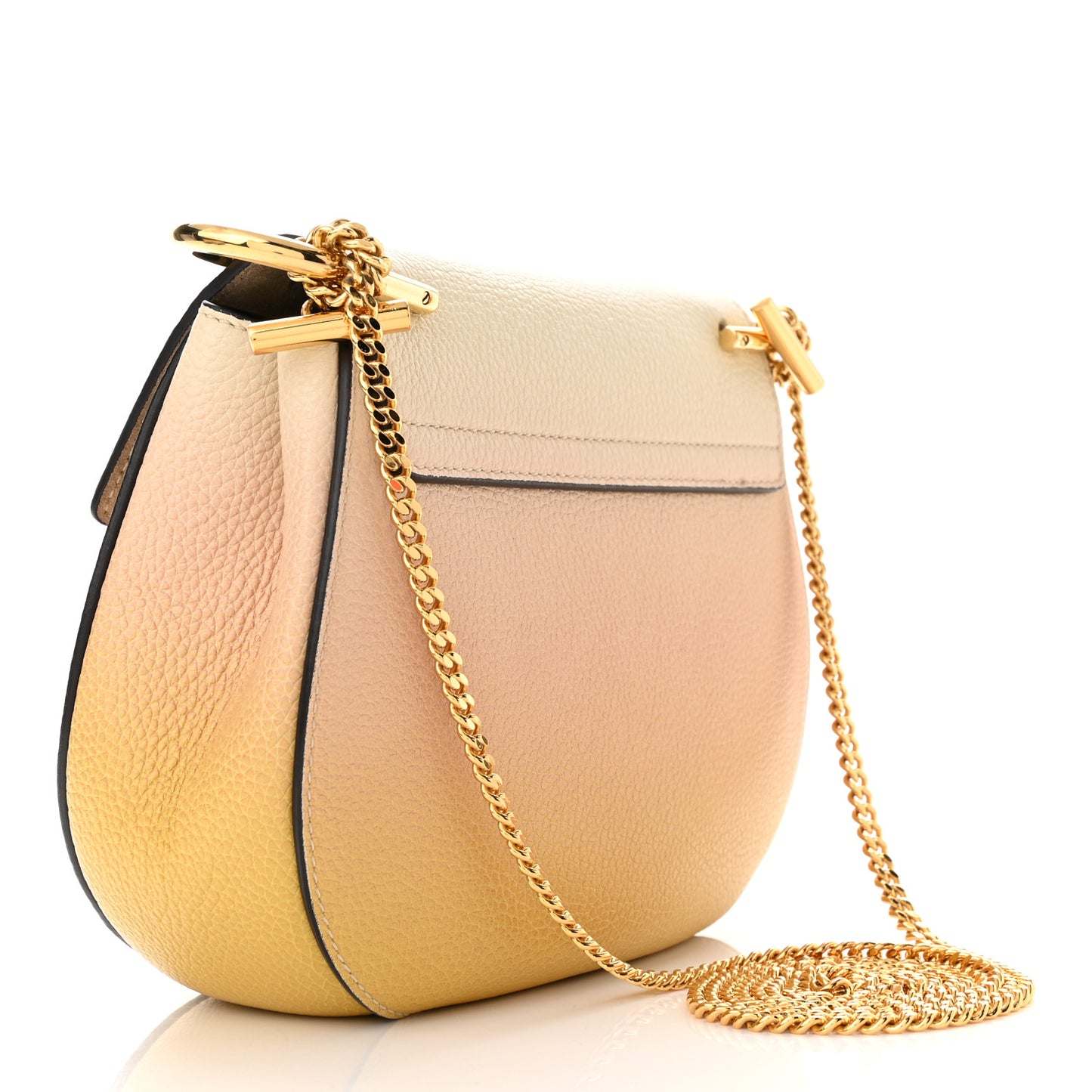 Grained Calfskin Lambskin Ombre Mini Drew Shoulder Bag Orange Mimosa