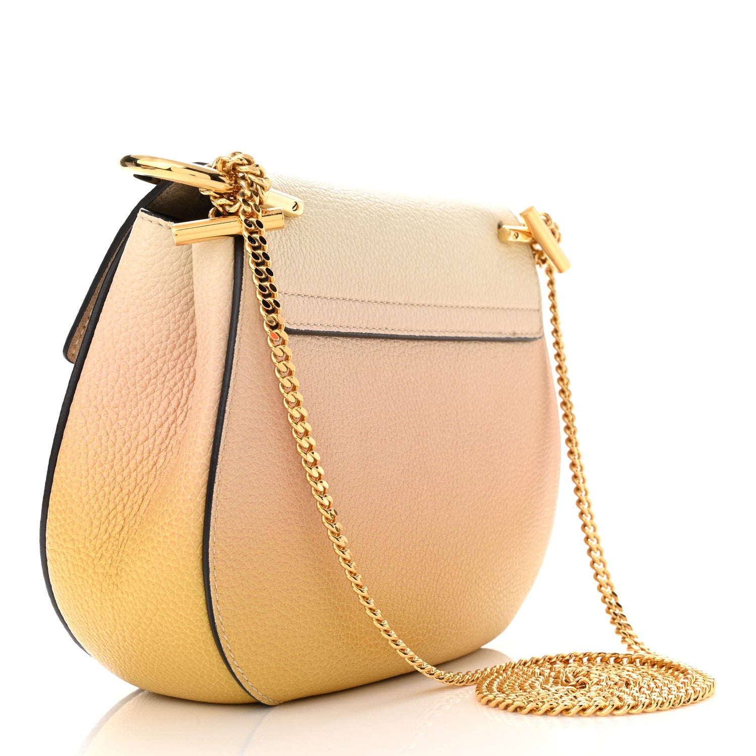 Chloe Grained Calfskin Lambskin Ombre Mini Drew Shoulder Bag Orange Mimosa 2 of 10