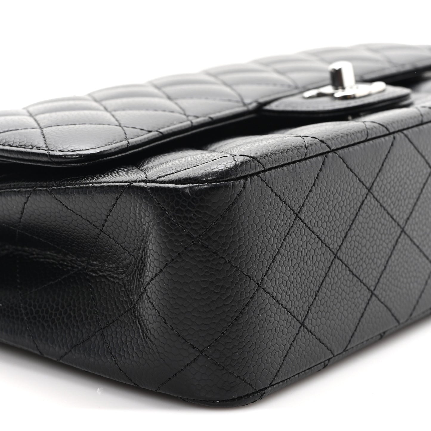 Caviar Quilted Medium Double Flap Black