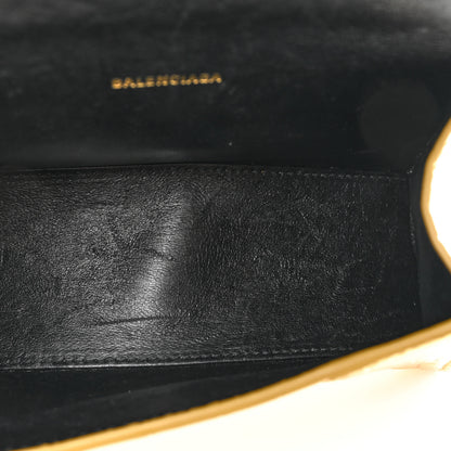 Balenciaga Metallic Calfskin Crocodile Embossed Hourglass Top Handle Bag XS Gold 9 of 16