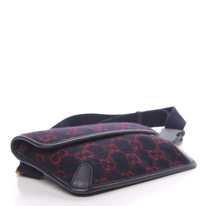 Gucci Covered Wool GG Monogram Slim Belt Bag Navy Red 4 of 12
