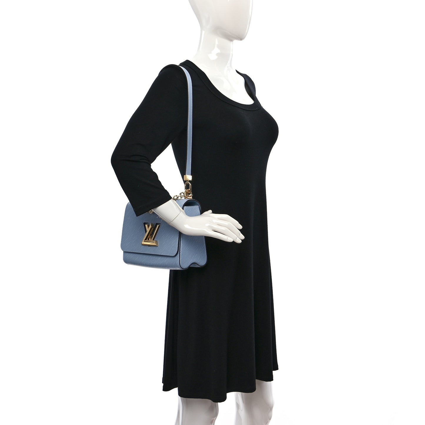 Epi Twist Monogram Flower Chain Shoulder Bag MM Blue