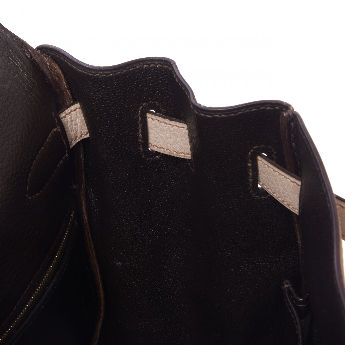 Taurillon Clemence Tri-Color Kelly Retourne 35 Tabac Camel Ebene Parchemin