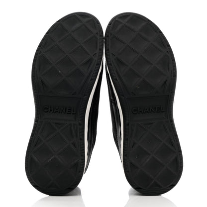 Chanel Velvet Calfskin Mixed Fibers CC Sneakers 36.5 Black 5 of 9
