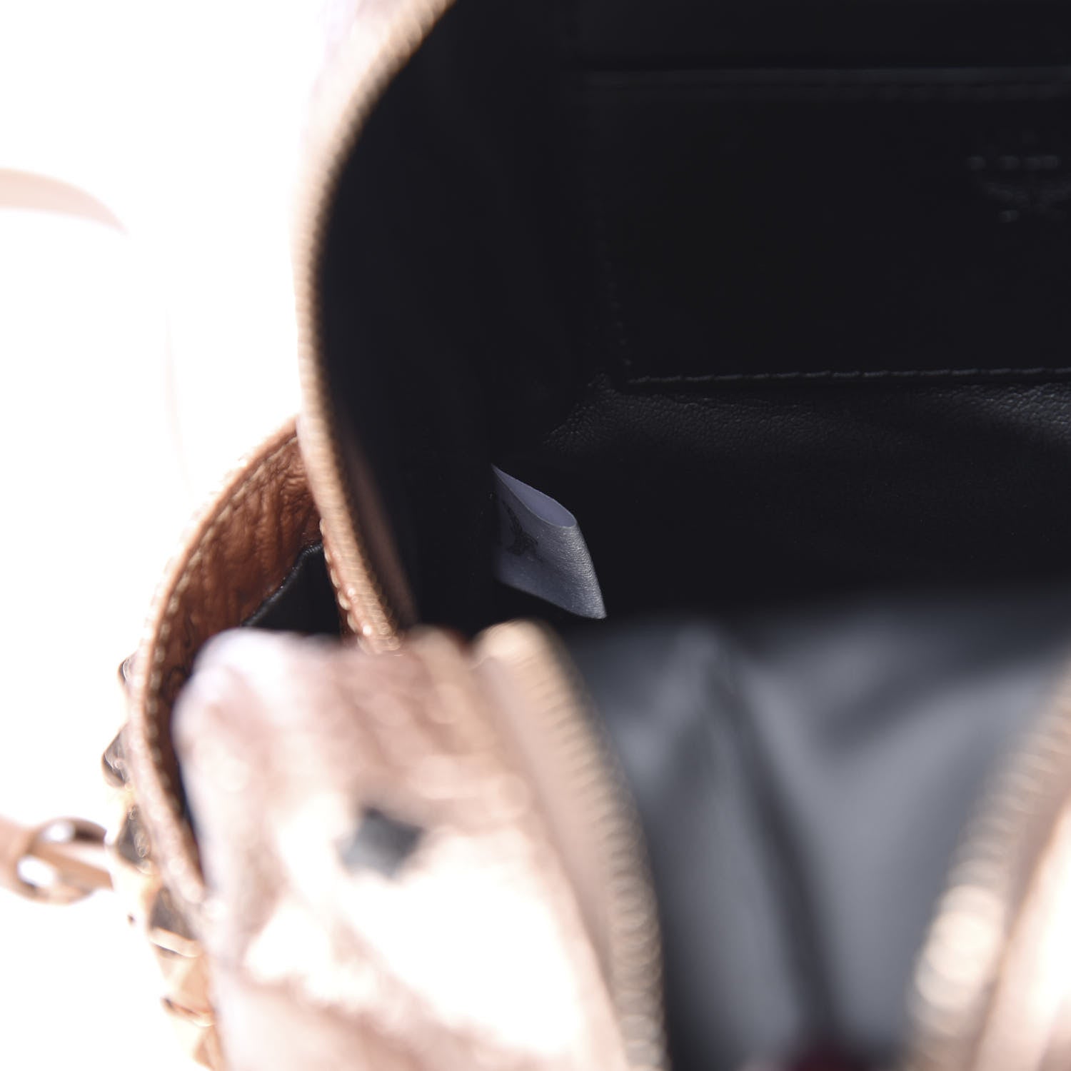 MCM Metallic Visetos Studded X-Mini Bebe Boo Backpack Champagne Gold 6 of 9