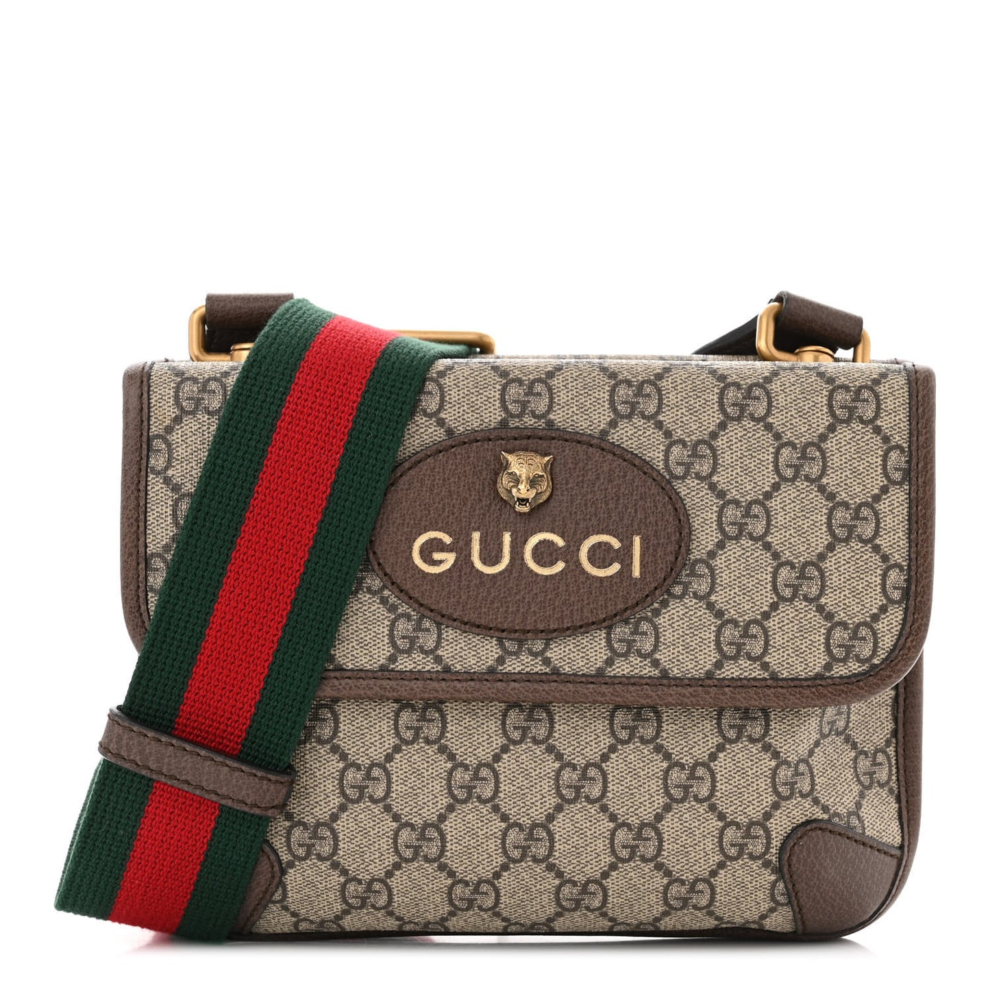 GG Supreme Monogram Web Small Neo Vintage Double Flap Messenger Bag Beige New Acero
