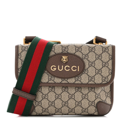 Gucci GG Supreme Monogram Web Small Neo Vintage Double Flap Messenger Bag Beige New Acero 1 of 9