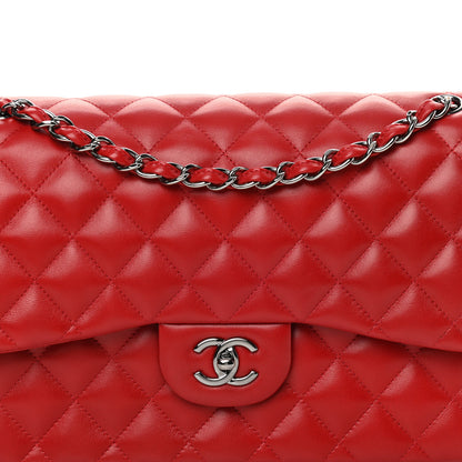Chanel Lambskin Quilted Jumbo Double Flap Red 8 of 13