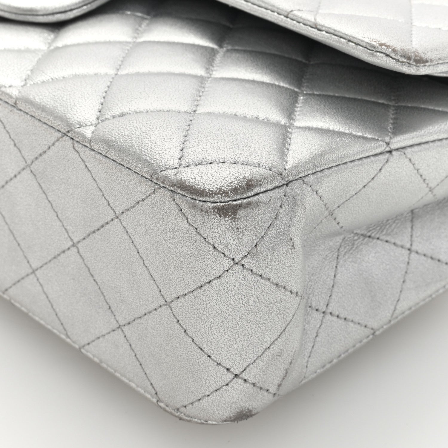 Chanel Metallic Lambskin Quilted Medium Double Flap Silver 9 of 11